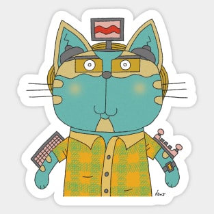 Cat Goof Computer Gamer Nerd Sticker